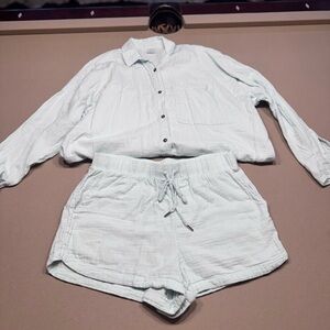 CALIA by Carrie Underwood Mint Green Two-Piece Button-Up Coverup Set